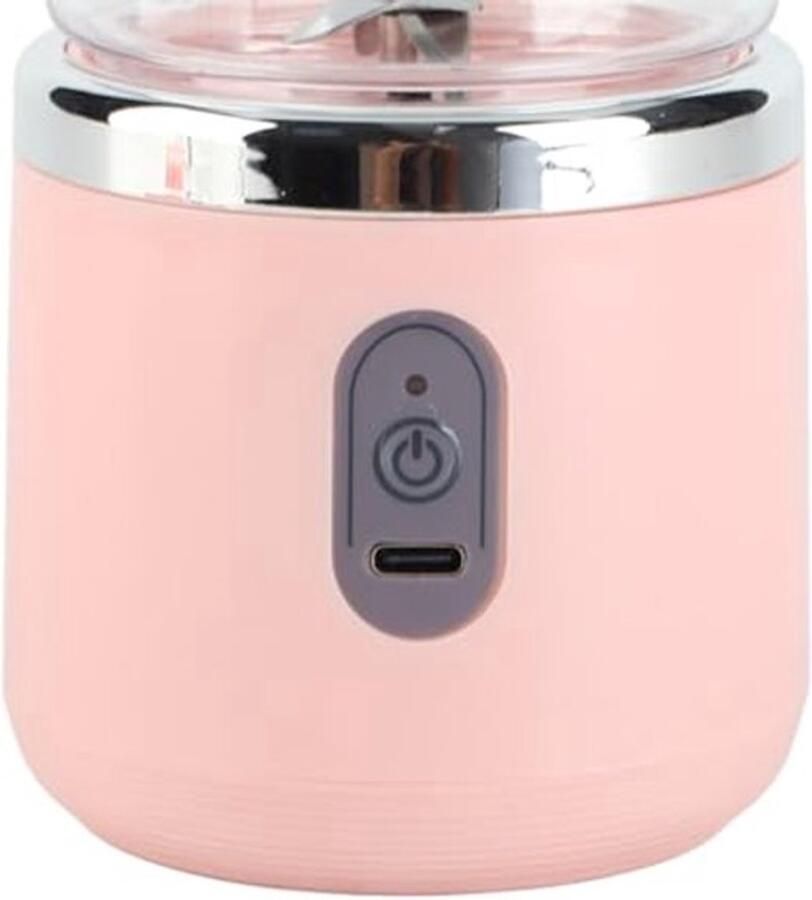 Karzo Draagbare blender 400 ml 6 messen 22.000 tpm 1500 mAh Food Grade PCTG USB-oplaadbare reisblender voor fruit groenten koffiebekers (roze 6 messen deksel)