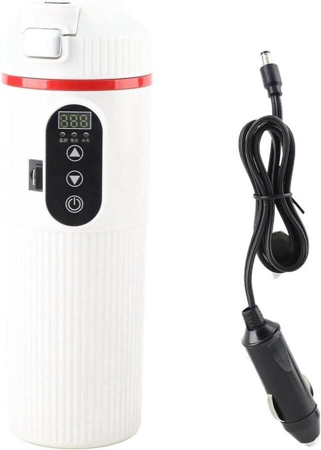 Karzo Draagbare elektrische waterkoker van roestvrij staal met 500 ml inhoud intelligente temperatuurweergave en automatische uitschakeling voor onderweg en op reis