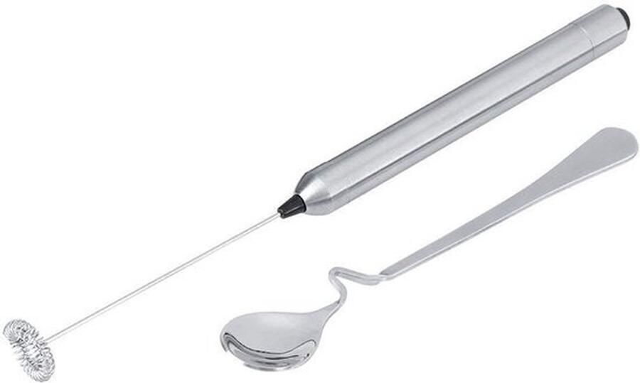 Karzo Elektrische mini melkopschuimer van robuust roestvrij staal voor het maken van schuim in cappuccino of voor het oplossen van poeder in vloeistoffen