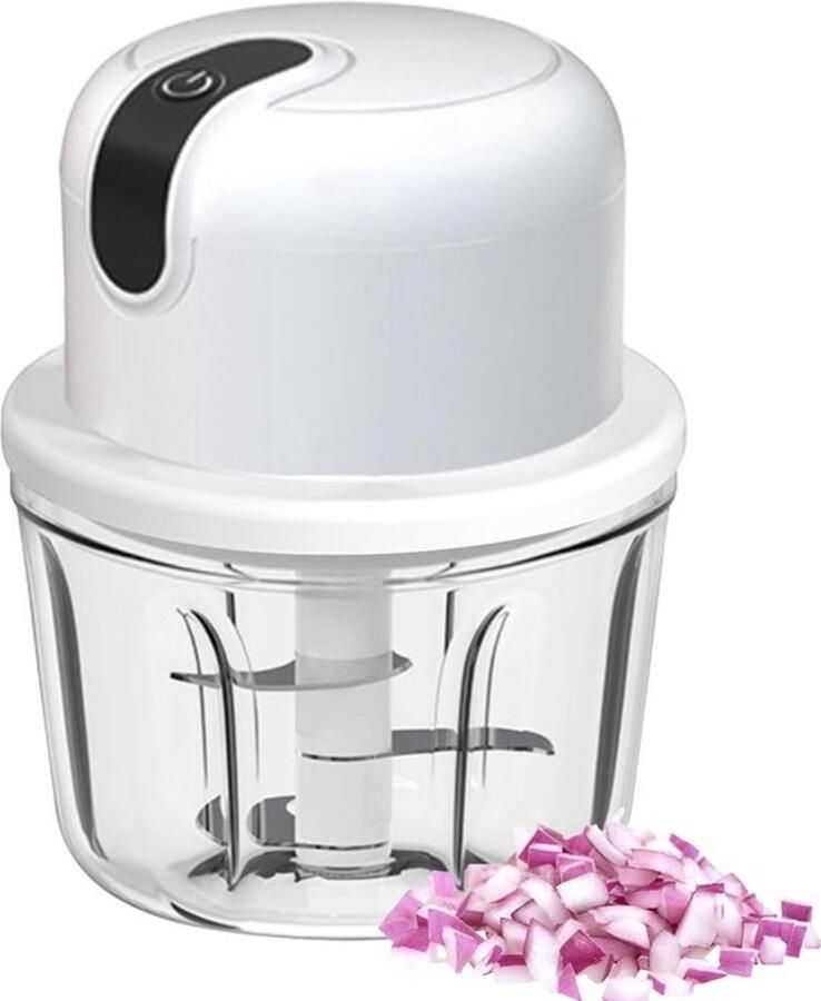 Karzo Elektrische uiensnijder uienhakker 350 ml elektrische hakselaar USB-oplader elektrische knoflookhakker uienhakker voor uien vlees knoflook noten