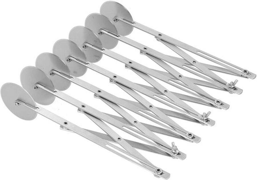 Karzo Even Slicer roestvrijstalen pizzasnijder met verstelbare arm deegsnijder voor keuken restaurant hotel feest (zeven rondes)