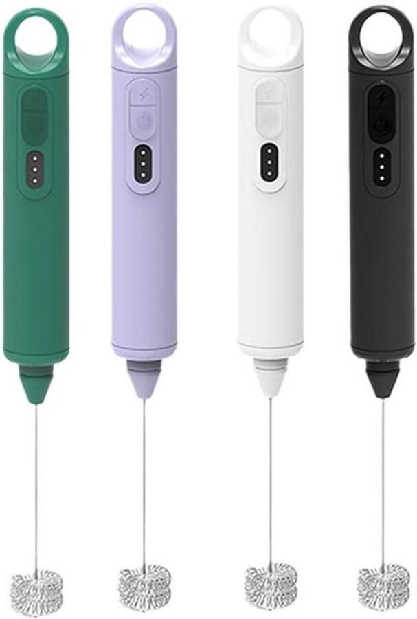 Karzo Handheld elektrische melkopschuimer met 3 vervangende mengkoppen 3 snelheden volledig automatisch voor melk koffie latte warme chocolademelk groen