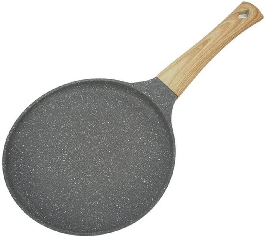 Karzo Koekenpan ronde pannenkoeken met platte bodem zonder aanbaklaag grijs aluminiumlegering omeletpan pannenkoekenpan rijstballetjes (20 cm)