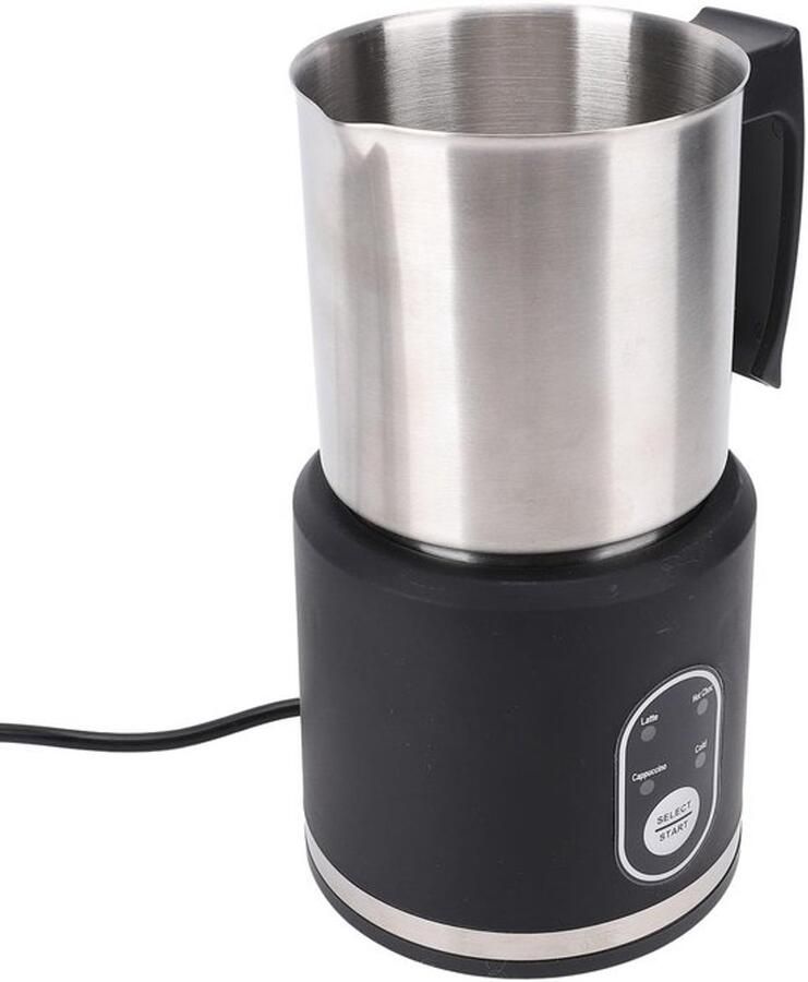 Karzo Melkbrijder Elektrisch 4-in-1 Automatische Melkbrijp van Roestvrij Staal voor Warm Koud Melkschuim Warme Chocolademelk Latte Cappuccino Zwart (EU -stekker 220 V)