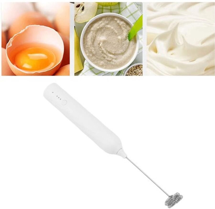 Karzo Melkopschuimer kleine huishoudelijke eierklopper mini-multifunctionele blender handzame elektrische roerder schuimmaker garde draadloze melk koffieopschuimer voor koffie warme chocolademelk milkshakes (wit)