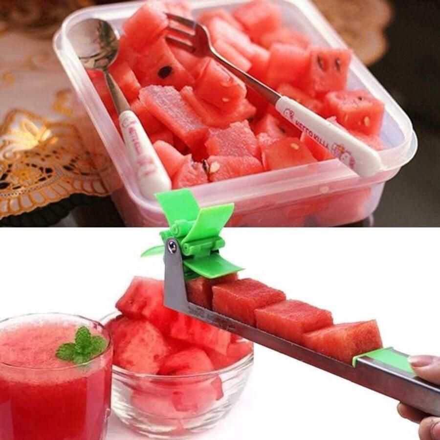 Karzo Multifunctioneel roestvrij watermeloenmes voor fruitsalade Snijder voor watermeloen en meloen