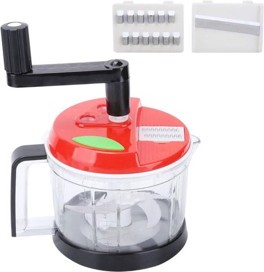 Karzo Multifunctionele handmatige voedselhakselaar van duurzaam materiaal met uiensnijder en blender voor snel en eenvoudig hakken van groenten en fruit