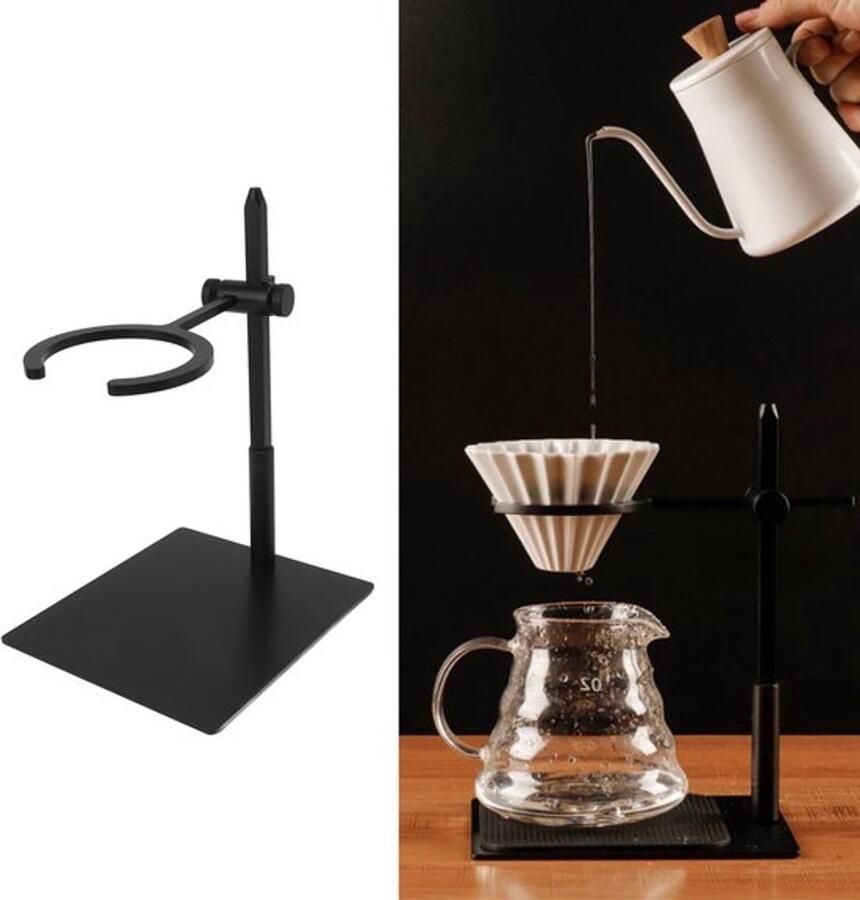 Karzo Pour Over Koffie Station Dripper Stand met Verstelbaar Aluminium Drip Koffiezetapparaat Herbruikbaar RVS Filter Stabiele Basis voor Thuis Kantoor of