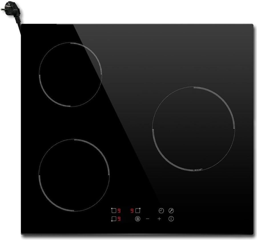 Kavo -Inductie Kookplaat Ingebouwde Inductiekookplaat met 3 Kookzones Zwart 59cm x 52cm x 6cm