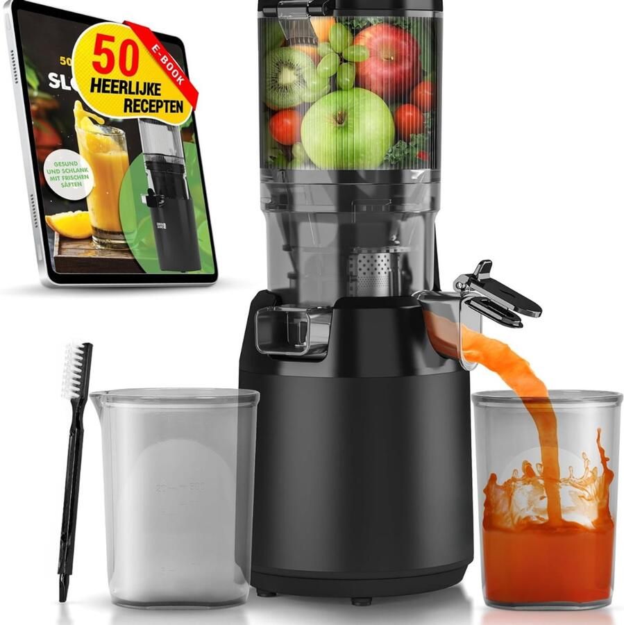 Kavo Slowjuicer Cold Press Juicer Sapmaker voor Groente & Fruit Zwart 21cm x 20cm x 44cm