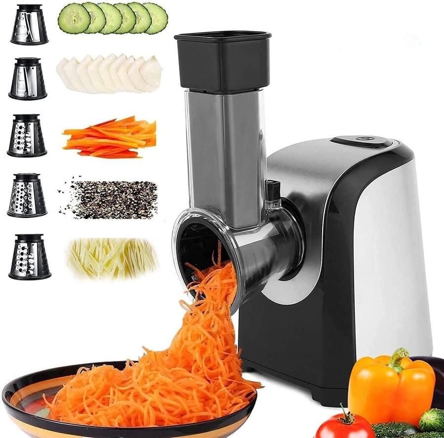 Kavora Groentensnijder Electrisch Groentesnijder Multifunctioneel Zilver Grijs 20cm x 9cm x 18cm