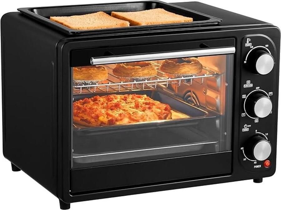 Kavora Mini-oven Pizza Oven Inschakelbare Heteluchtfunctie Zwart 29cm x 40cm x 34cm