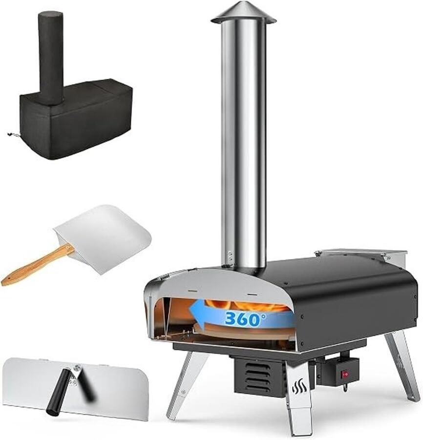 Kavora Pizza Oven Pizzaoven Pizza Oven Buiten Zwart 35cm x 68cm x 77cm