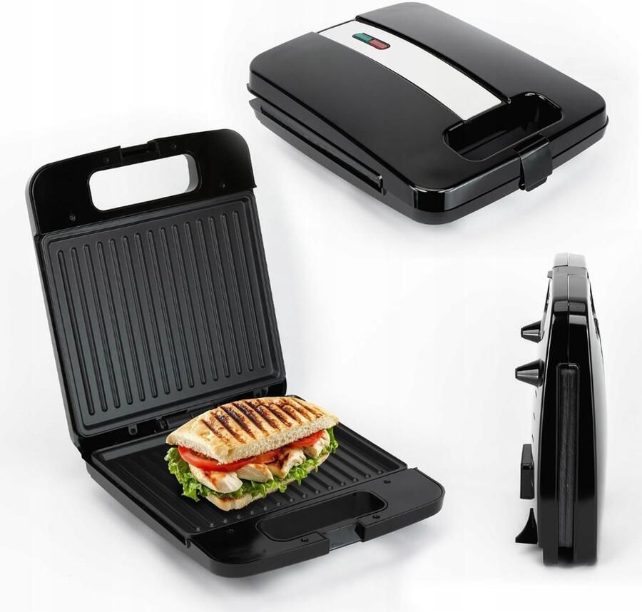 Kavora Tosti Ijzer Tosti Apparaat Compact Grill Apparaat Zwart 32cm x 11cm x 27cm