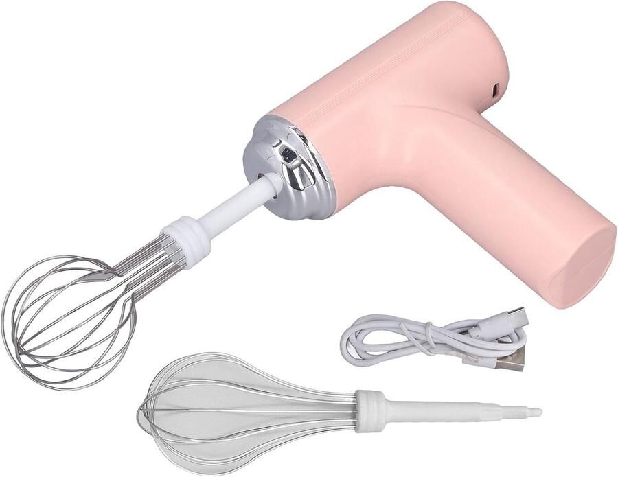 KCVV Staafmixer USB-oplaadbare handmixer 3 snelheden Dubbele mengkoppen Geschikt voor room eieren koffie en bakken