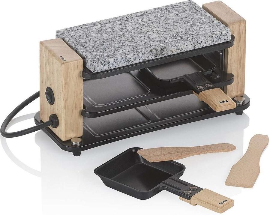 Kela Steengrill voor 2 Personen 300 W Graniet Hout Staal 27 x 11 x 13 cm Bedretto