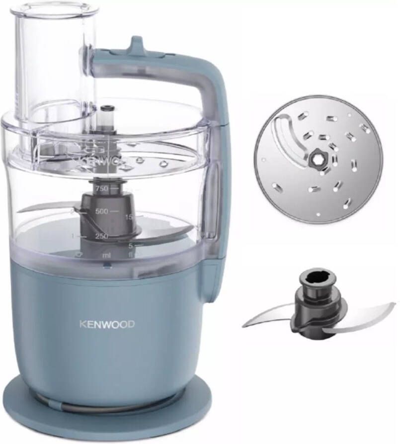 Kenwood MultiPro Go FDP22.130GY Foodprocessors Blauw Snijd Rasp direct op je bord Opbergen in je keukenlade Veelzijdig: hakken snijden raspen Vaatwasser bestendige accessoires [onderdeel GO collectie]