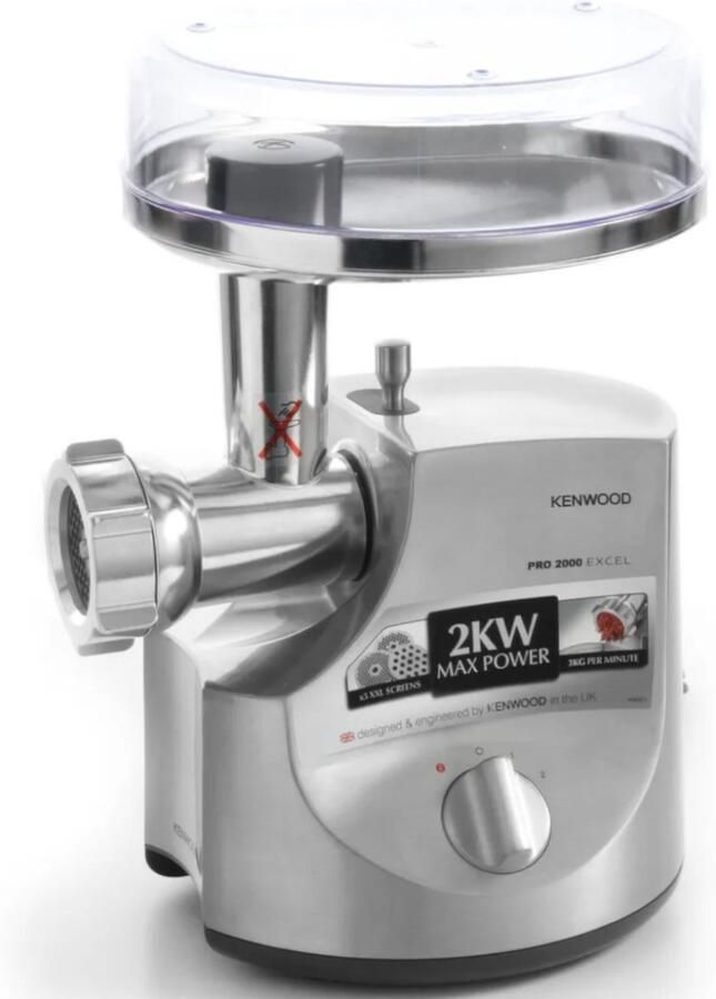 Kenwood Vleesmolen MG700 met 2 worstvulmondstukken kebbe-opzetstuk 3 perforatieschijven - Foto 4