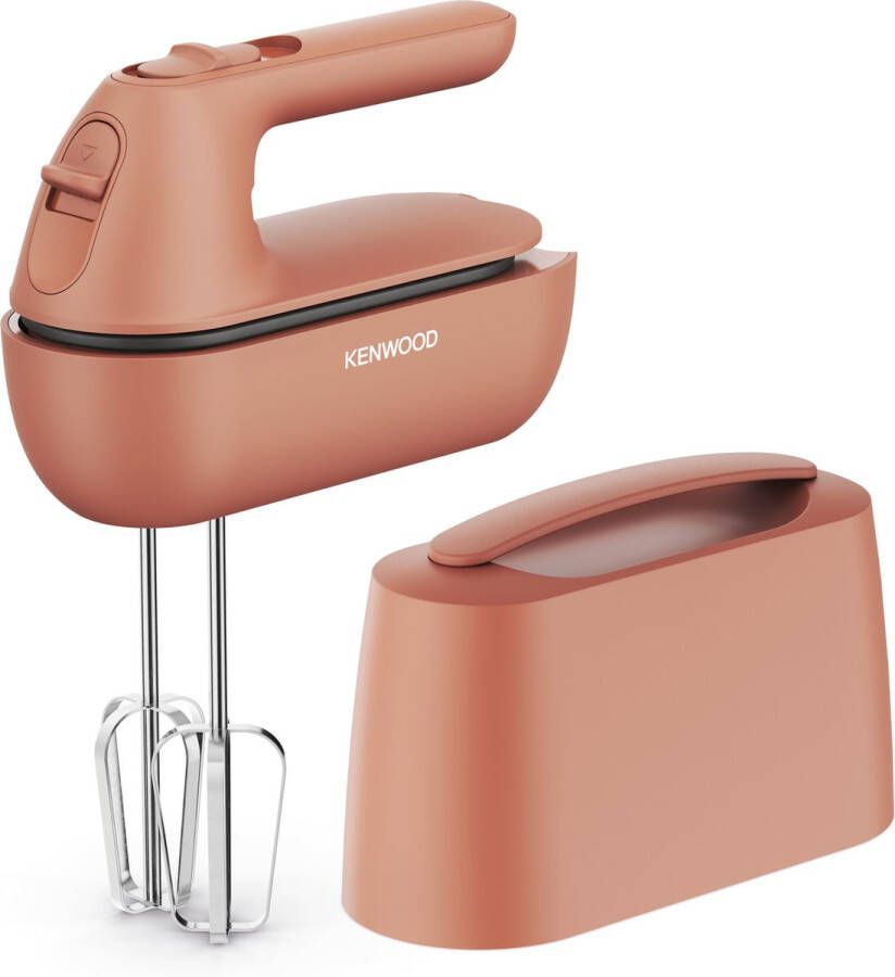 Kenwood Quickmix GO handmixer HMP40.000RD Roze Alles in één opbergsysteem Geïntegreerde maatlepel 350W 5 snelheden en slow start 30% gerecycled plastic [onderdeel GO collectie]