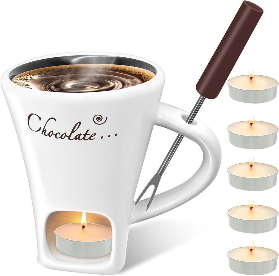 Keramische Chocolade Fondue Set met 200ml Cup
