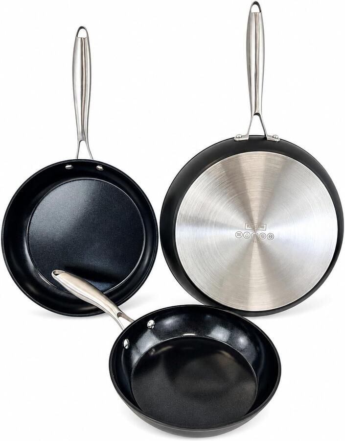 Keramische Koekenpannen Set van 3 22 26 en 30 cm Antiaanbaklaag