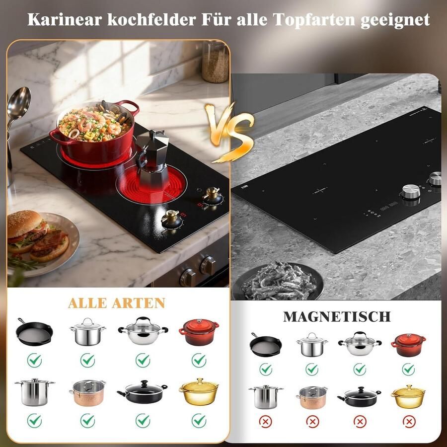 Keramische Kookplaat 2 Pitten 30 cm Inbouw of Mobiel 3000W