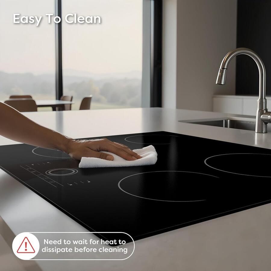 Keramische Kookplaat Elektrisch Fornuis Koken en Braden 4 Kookzones 59 cm Zwart