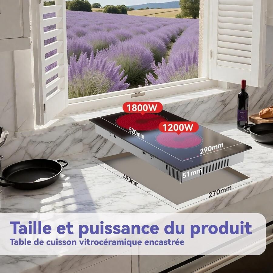 Keramische Kookplaat Elektrische Kookplaat Koken en Bereiden 4 Kookzones 59 cm Zwart