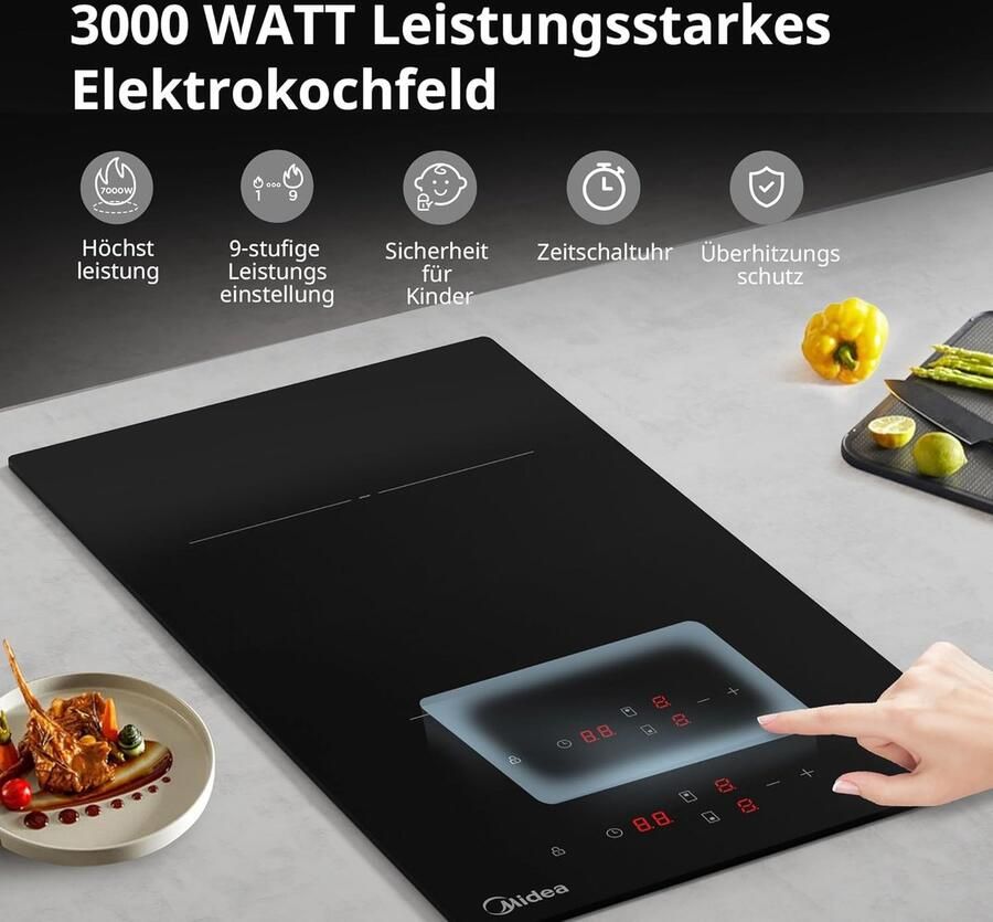 Keramische Kookplaat Inbouw Kookplaat Snel Koken Touch Control 52 cm breed Zwart