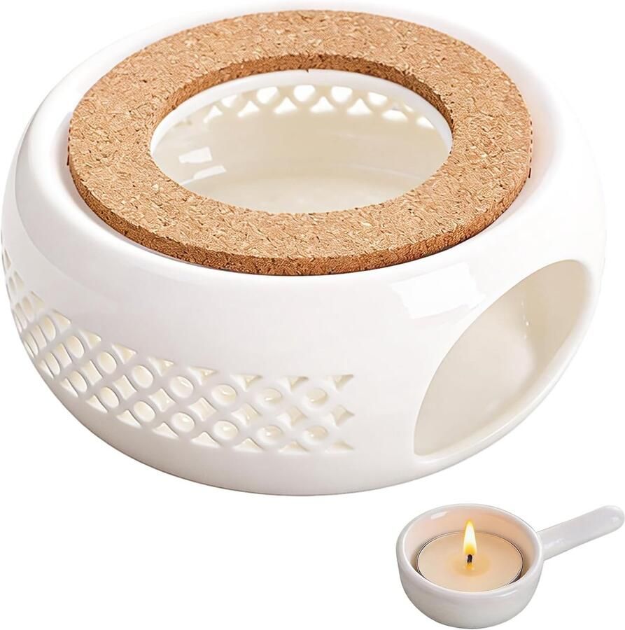 Keramische Theeverwarmer Wit Theepotwarmer met Kaarsenhouder Voor Thee en Koffie