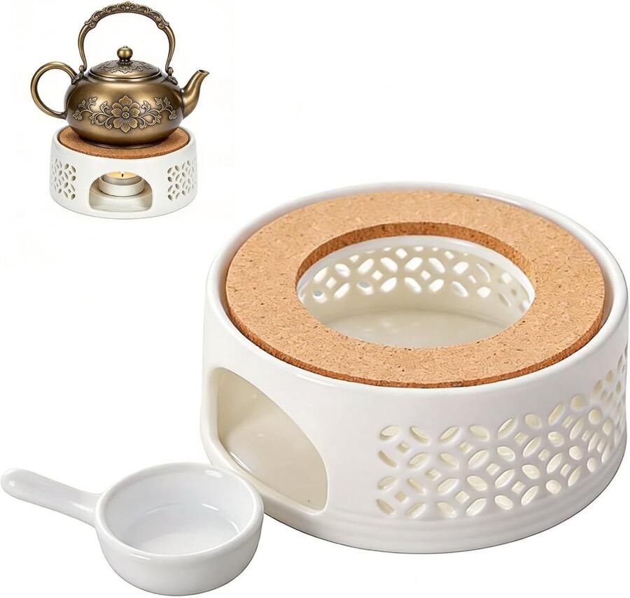 Keramische Theewarmer Wit Handgemaakt Keramiek voor Theepot en Kaarsen
