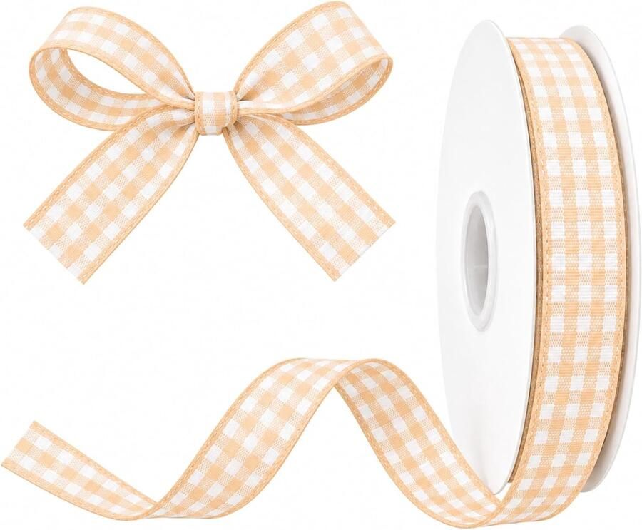 Kerstband met ruitjes voor cadeaus en decoratie 10mm x 45m