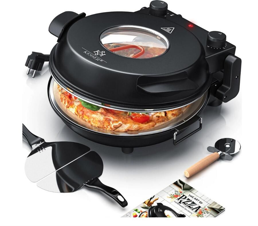 Kesser Elektrische pizzaoven tot 400 graden Celsius Elektrische pizzaoven 1200W met vuurvaste stenen plaat & timer diameter 32 cm - Foto 2