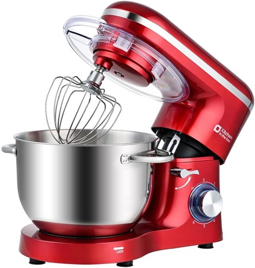 Keukenmachine 6 2 L Staande Mixer 1400W – Deegmixer met Planetaire Mengtechniek Menghaak Deeghaak Garde (Rood 6 2 L)