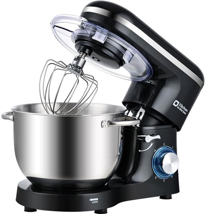 Keukenmachine 6 2 L Staande Mixer 1400W – Deegmixer met Planetaire Mengtechniek Menghaak Deeghaak Garde (Zwart 6 2 L)