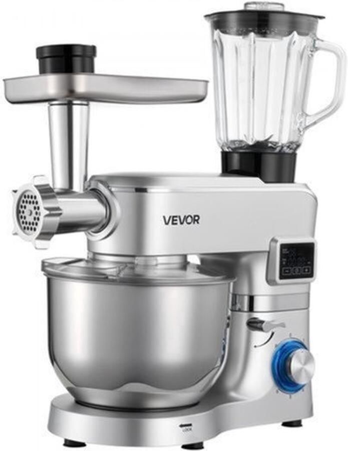 Keukenmachine Elektrisch 1500 W Vermogen 5 7 L Roestvrijstalen Kom ABS Materiaal Zilver Kleur Multifunctioneel Mixer