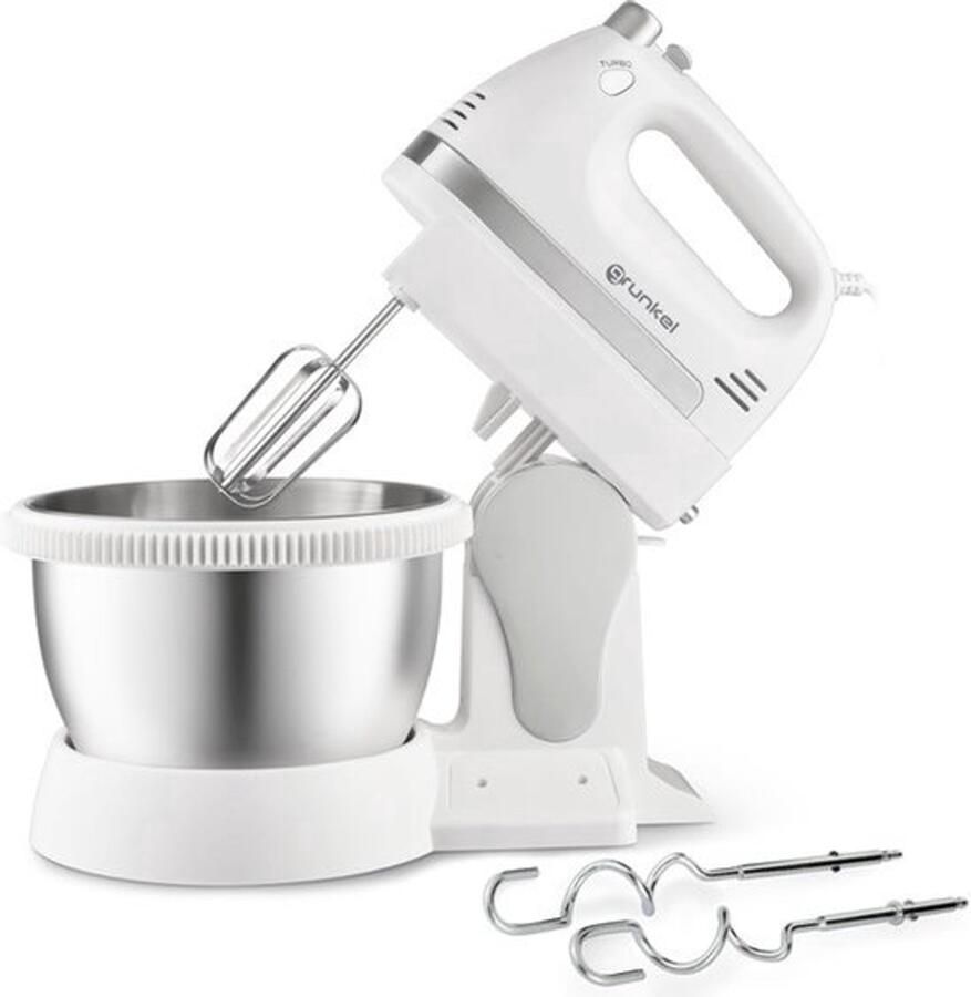 Keukenmachine met roterende kom van roestvrij staal turbo-functie en 5 snelheden incl. mixer en haak Capaciteit: 2L 350W