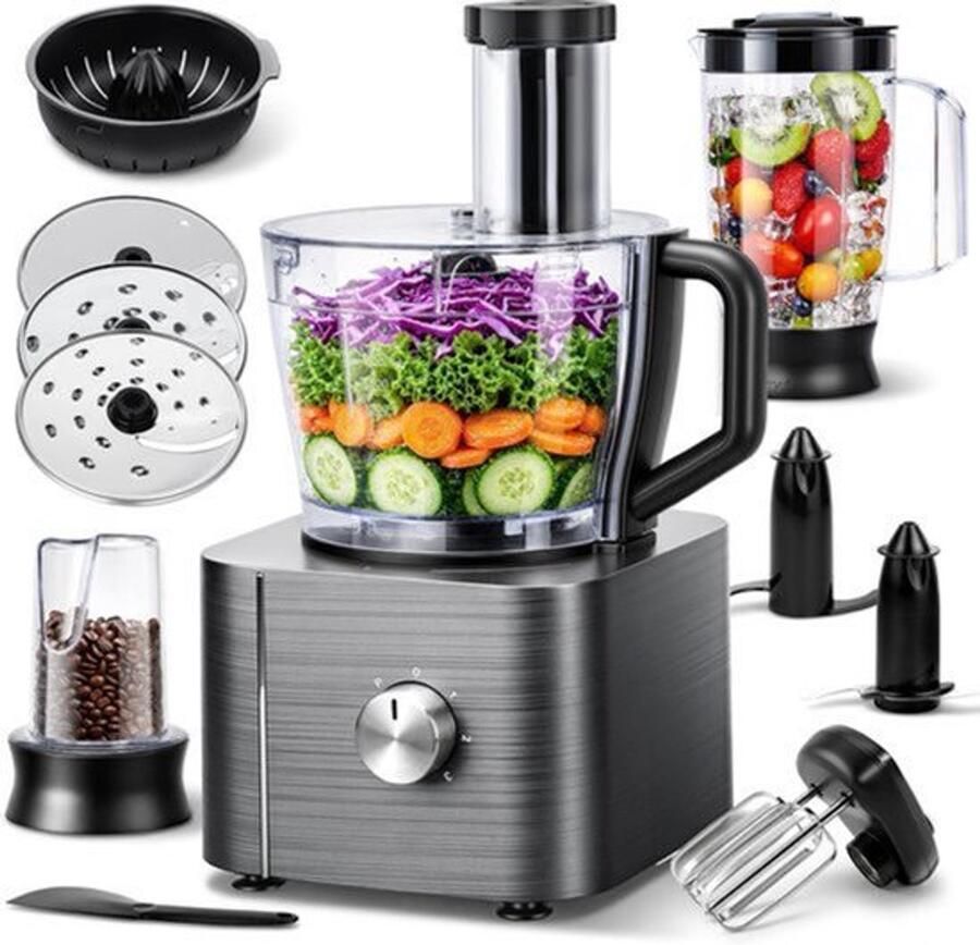 Keukenmachine Multifunctioneel 1100 W Vermogen 3 2 Liter Inhoud Roestvrij Staal Zwart Hakmolen Mixer