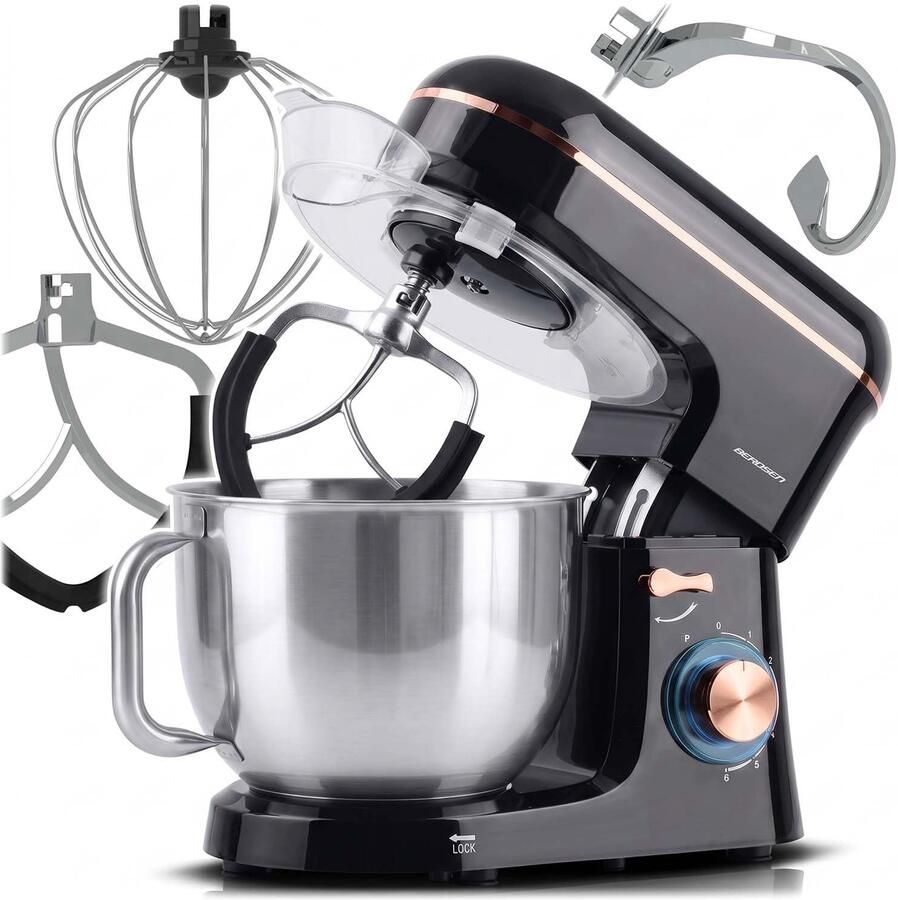 Keukenmixer 1400 W 6 liter RVS kom 6 snelheden