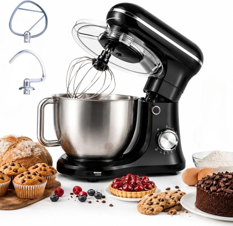 Keukenmixer 1500W met 10 Snelheden en 3.8L Mengkom