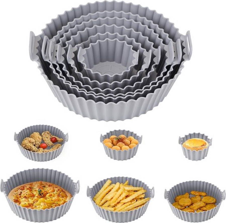 Keuken vriend Keukenvriend © Airfryer siliconen bakje siliconen airfryer set 7 stuks Grijs Heteluchtoven - Foto 2