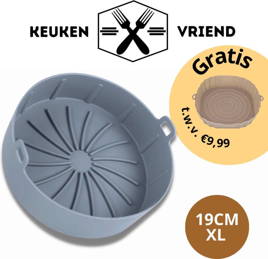 Keuken vriend Gezonder eten in 2025 Keukenvriend Airfryer Siliconen Bakje 19cm- Airfryer XL en XXL Accessoires Herbruikbaar Mandje Bakpapier alternatief 19cm Bakvorm Geschikt voor o.a. Philips Tefal Medion Silvercrest - Foto 2