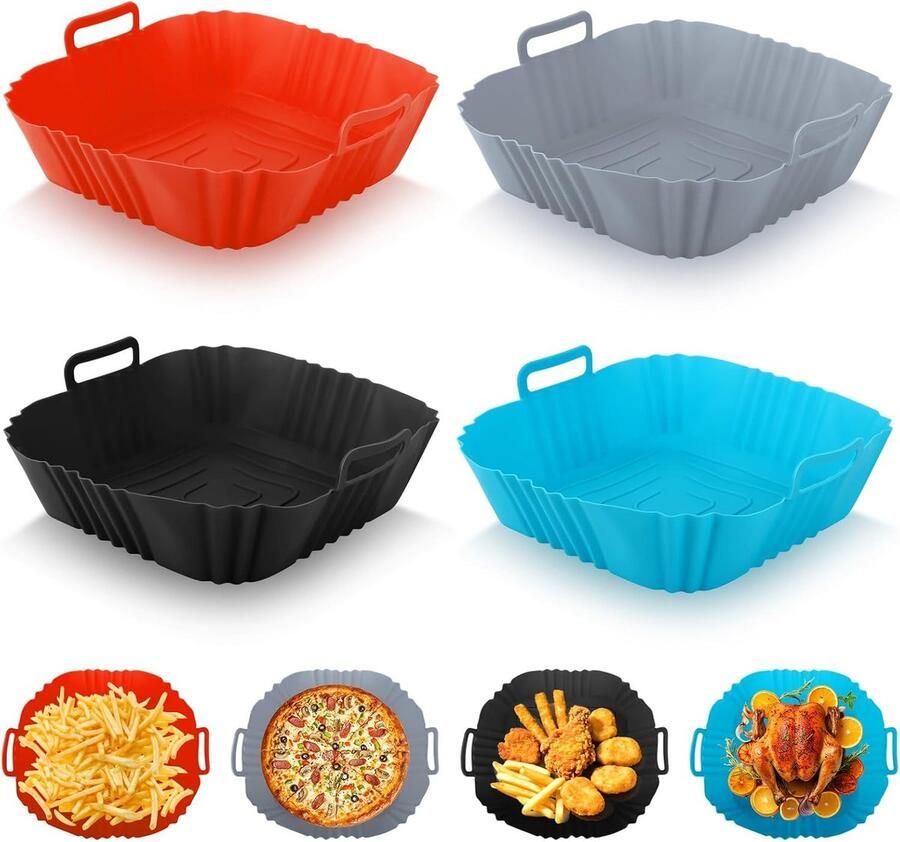 KILDOWS 4 stuks airfryer-accessoires siliconen vorm accessoires voor heteluchtfriteuse airfryer siliconen inzetstuk gebruikt voor de binnenfolie van airfryers