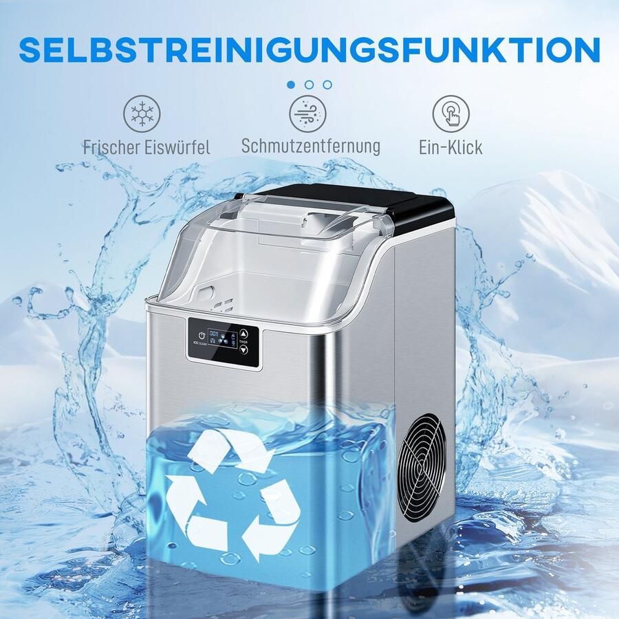 Killogood Ijsblokjesmachine 20kg 24u ijsie met 2 1L watertank zilver