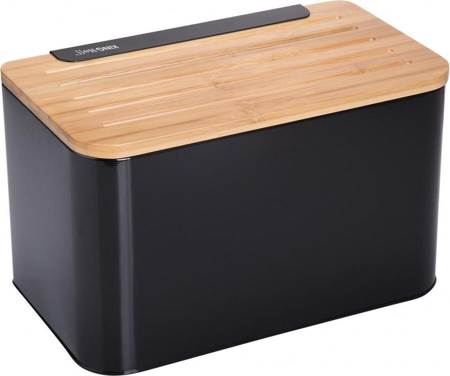 KINGHOFF 1071 Broodtrommel snijplank Zwart Staal