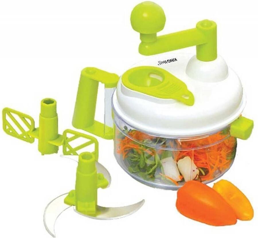 KINGHOFF Multifunctionele Groentesnijder en Keukenmachine RVS Bladen Mixer en Toebehoren Ideaal voor Snijden Hakken en Mixen Dunschiller
