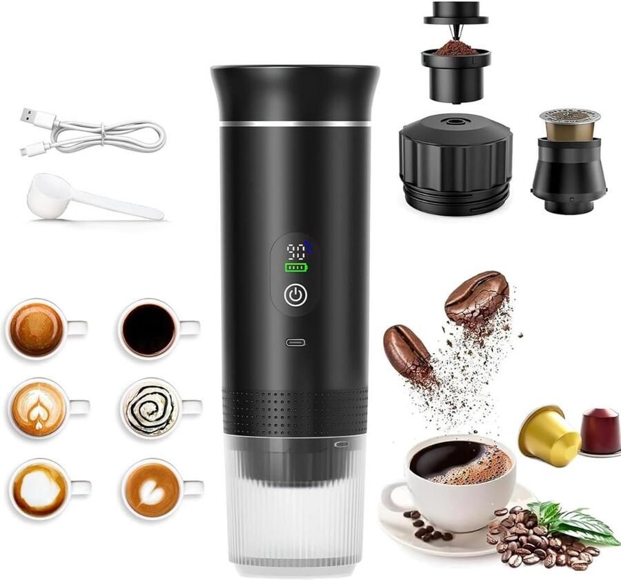 KIRA Draagbare Koffiemachine Mini Smoothie Blender Voor Smoothies Shakes & Fruitdranken Wit 27cm x 9cm x 9cm