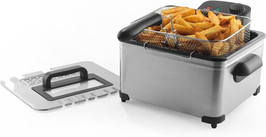 KIRA Frituurpan Dubbele Frituurpan 5L Professionele Friteuse Zwart 36cm x 36cm x 22cm