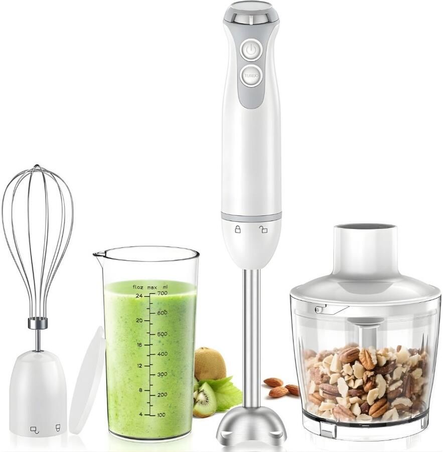 KIRA Staafmixer Set Hakmolen Staafmixer Met Hakmolen Mixer Set Wit 18cm x 7cm x 39cm