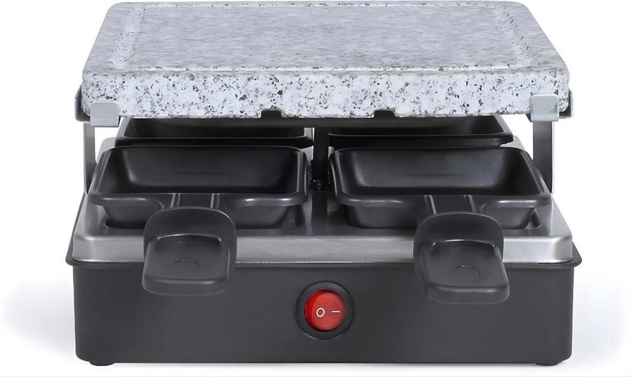 KIRA Steengrill Raclette-apparaat Voor 4 Personen Grillplaat Van Graniet Zwart 22cm x 22cm x 12cm